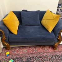 مبلمان۷ نفره چوب  سرمه ای زرد در حدنو  شیک و زیبا|مبلمان خانگی و میز عسلی|کرج, گوهردشت|دیوار