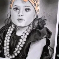نقاشی چهره سیاهقلم ومدادرنگی ،