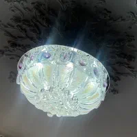 لوستر کریستال توپی فلش خور ال ای دی در حد نو|لوستر و چراغ آویز|تهران, شهرک پرواز|دیوار
