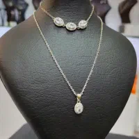 نیم ست نقره طرح جواهری
