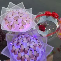 دسته پروانه های زیبا به همراه چراغ ال ای دی|گل مصنوعی|رشت, ساغری سازان|دیوار