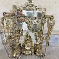 آیینه، شمعدان، کنسول و ساعت برنز