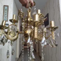 تعداد سه عدد لوستر آویز رنگ طلایی ثابت