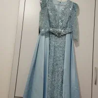 لباس عروس تن خور آبی عالی مخصوص ساعت