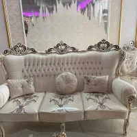 مبل سلطنتی ۹نفره چوب راش ورق طلا