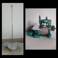 چرخ سر دوز سه نخ سبز رنگ + پایه دوک سه تایی