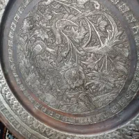 سینی مسی قلم کاری|کلکسیون اشیاء عتیقه|اهواز, زیتون کارگری|دیوار