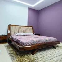تخت خواب تمام چوب گردو ، تخت + ۲ پاتختی ، چوبکا