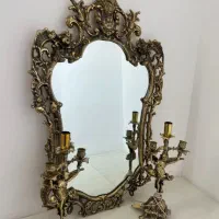 آینه و شمعدان برنز سنگین