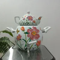 ست قوری و کتری لعابی