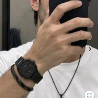 پکیج ساعت مردانه عقربه ای و ست گردنبد و بنگل