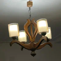 لوستر ۴ شعله چوبی