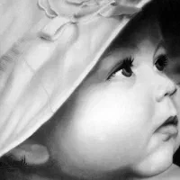 فروش تابلو سیاه قلم نوزاد کلاه دار