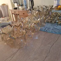 ۱۵ عدد لاله و چند عدد اشک کریستالی لوستر برنزی