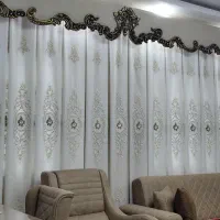 پرده سلطنتی ۷ متری و کتیبه سفید کرم در حد نو|پرده، رانر، رومیزی|رشت, فلسطین|دیوار