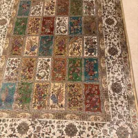 فرش گرد دستباف کلاژ ویک فرش ابریشم بلژیکی