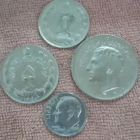 پول قدیمی خارجی قدیمی سه تا پول پهلوی هم هست