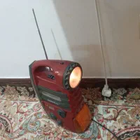 رادیو قدیمی ضبت مهتابی دار چراغ قوه دار شارژی
