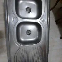 سینک 2 لگن استیل خالص 60 در 120