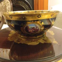کاسه بزرگ سورمه ای  طلایی