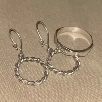 نیم ست نقره گوشواره حلقه