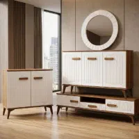 کنسول آینه MDF مدل دستگیره چوبی