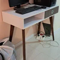 کتابخانه یا بوفه و میز کامپیوتر ام دی اف سفید