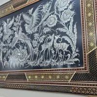 تابلو قلم زنی با قاب خاتم کاری|تابلو، نقاشی، عکس|تهران, ازگل|دیوار