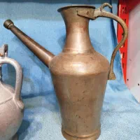 دو عدد آفتابه مسی قاجاری و قوری صحرایی روسی عتیقه|کلکسیون اشیاء عتیقه|تبریز, |دیوار