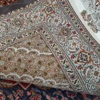 جفت قالیچه ریز ماهی تبریز کرم نسکافه ای گل ابریشم|فرش|تهران, حر|دیوار