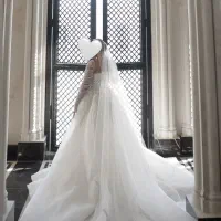 لباس عروس مدل ماهی(دودامنه)مدل عربی/تمام کریستال