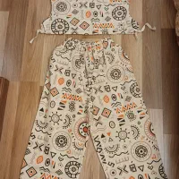 کراپ شلوار دخترانه ، نخ کتان.