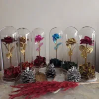 باکس گل شیشه ای ورق طلایی کادویی تولد و...|گل مصنوعی|تبریز, |دیوار