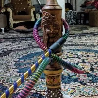 قلیون ننو با تمام وسایل با تنه چوبی رخ دار|کلکسیون و سرگرمی|خمین, |دیوار