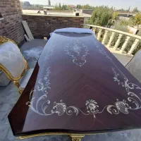 میز غذا خوری ۸ نفره چوب راش طلا کوب