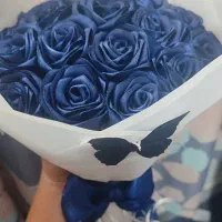 گل روبانی سورمه ای 19 شاخه|گل مصنوعی|بوشهر, |دیوار