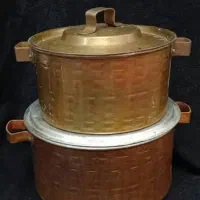 دیگ های مسی قدیمی صاحبدار دوتاباهم 6 نفره و 4نفره|کلکسیون اشیاء عتیقه|ساری, |دیوار