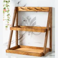 استند چوبی دو طبقه آویز دار