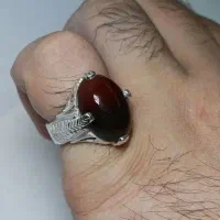 انگشتر نقره عقیق دورنگ طبیعی