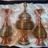 ست گلدان و شکلات خوری مس و خاتم