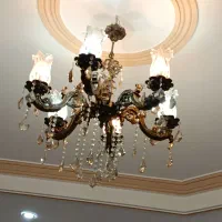 لوستر کلاسیک برنزی با آویز کریستال|لوستر و چراغ آویز|کرمان, |دیوار