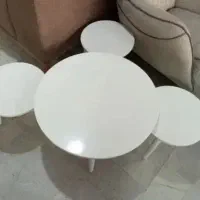 جلو مبلی و عسلی گرد سفید
