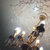 سلام دو عدد لوستر برنز سه شاخه سالم طلایی