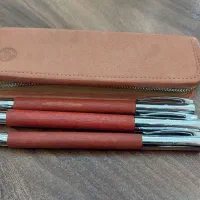 ست لوکس فابرکاستل چوب گلابی اصل + کیف چرمی