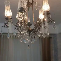 لوستر ۵شاخه برنزی حباب دار و اشکی خیلی شیک|لوستر و چراغ آویز|پاکدشت, پارچین|دیوار