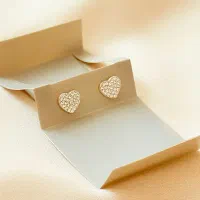 گوشواره نقره قلب نگینی مدل1 سفید|بدلیجات|قم, قم نو|دیوار