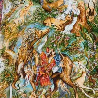 تابلو فرش دستبافت تبریز ضامن آهو