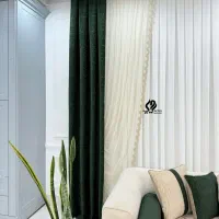 دوعدد پنل پرده سبز یشمی مغزی دوزی،نونو،،|پرده، رانر، رومیزی|رباط‌کریم, رباط‌کریم|دیوار