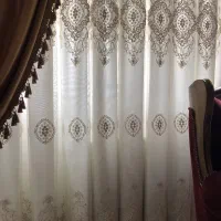 پرده تور کار شده مروارید دوزی