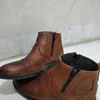 نیم بوت چرم عسلی